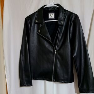 13-14 COTTON-ON KIDS BLACK LEATHER-LIKE KID'S JACKET